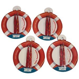 4X TRIM Mini Tweezers 2 Pair Precision-ground Slant and Point Tips - Better Grip